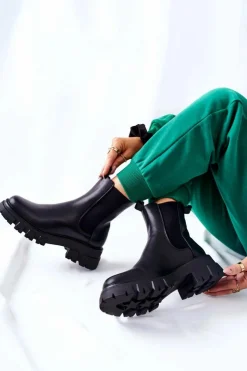 Boto Czarne Botki|Botki Zimowe Damskie*Wysokie Botki Sztyblety Czarne Hallam