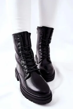 Boto Botki Sznurowane|Czarne Botki*Wysokie Botki Workery Czarne Rozelle