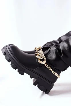 Hot Boto Wysokie Czarne Kozaki Cecina