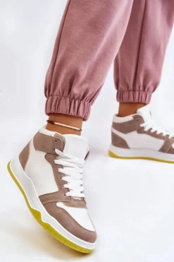 Hot Boto Wysokie Damskie Buty Sportowe Trampki Biało-Beżowe Rumour