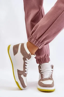 Hot Boto Wysokie Damskie Buty Sportowe Trampki Biało-Beżowe Rumour