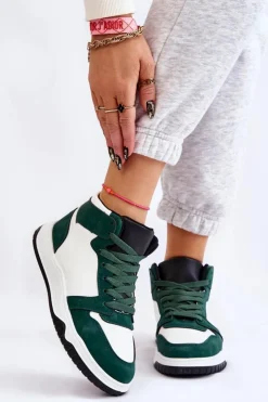 Damskie Boto Wysokie Damskie Buty Sportowe Trampki Biało-Zielone Rumour
