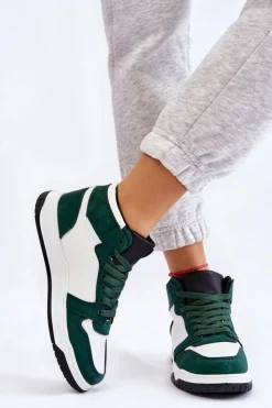 Damskie Boto Wysokie Damskie Buty Sportowe Trampki Biało-Zielone Rumour