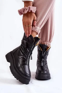 Outlet Buty damskie Vinceza Wysokie Damskie Śniegowce Na Suwak Czarne Moira