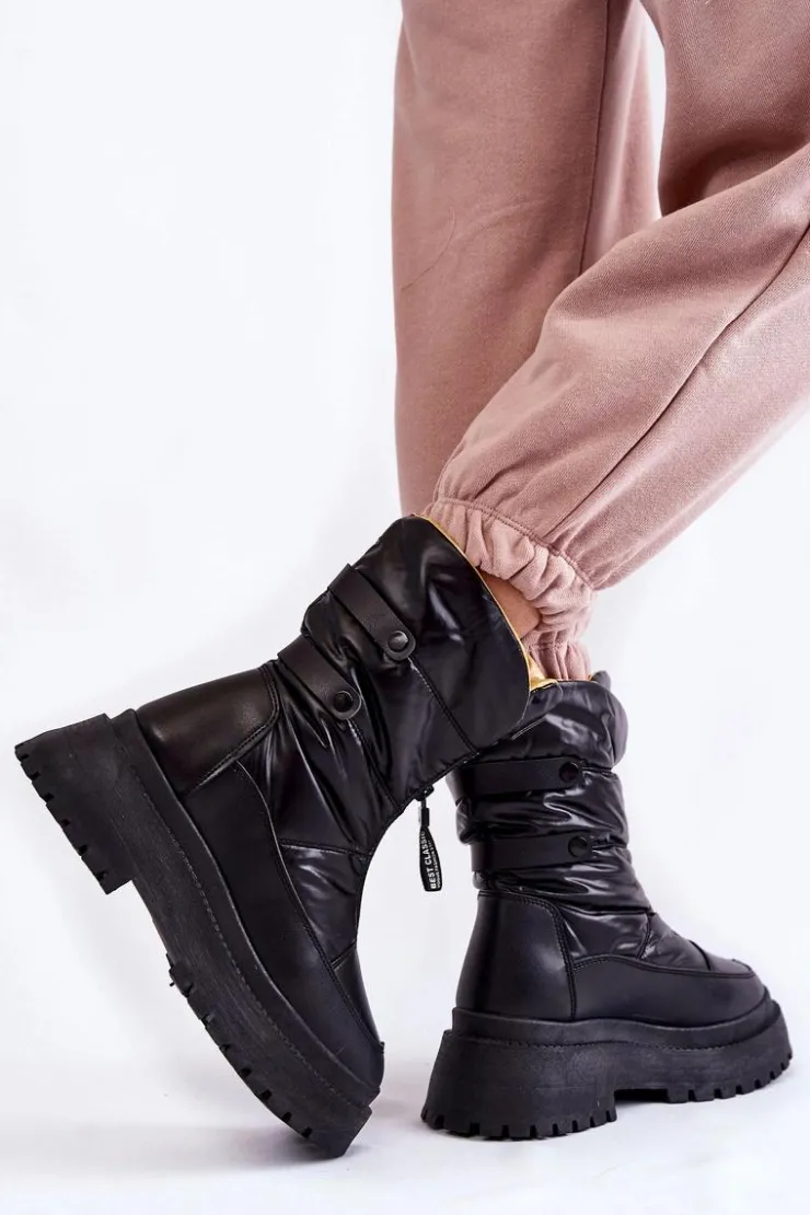 Outlet Buty damskie Vinceza Wysokie Damskie Śniegowce Na Suwak Czarne Moira