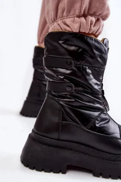 Outlet Buty damskie Vinceza Wysokie Damskie Śniegowce Na Suwak Czarne Moira