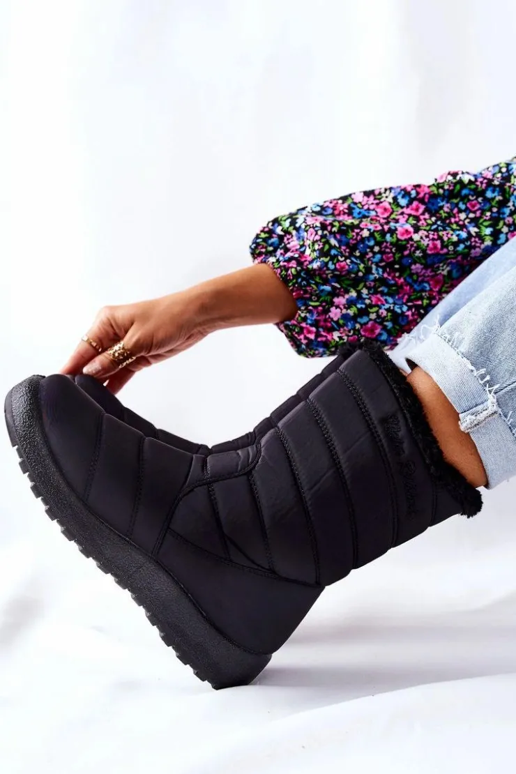 Damskie Boto Wysokie Damskie Ocieplane Śniegowce Czarne Luxina