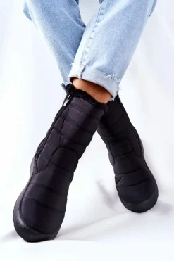 Damskie Boto Wysokie Damskie Ocieplane Śniegowce Czarne Luxina