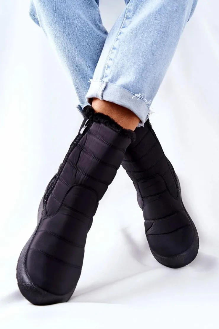 Damskie Boto Wysokie Damskie Ocieplane Śniegowce Czarne Luxina