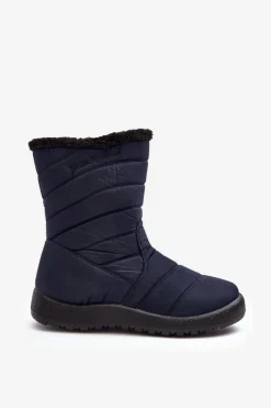 Damskie Boto Wysokie Damskie Ocieplane Śniegowce Granatowe Luxina