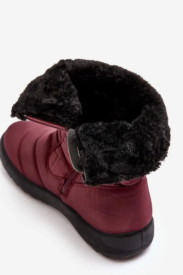 Boto Śniegowce Damskie*Wysokie Damskie Ocieplane Śniegowce Bordowe Luxina Czerwony