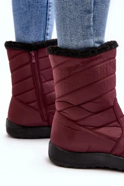 Boto Śniegowce Damskie*Wysokie Damskie Ocieplane Śniegowce Bordowe Luxina Czerwony