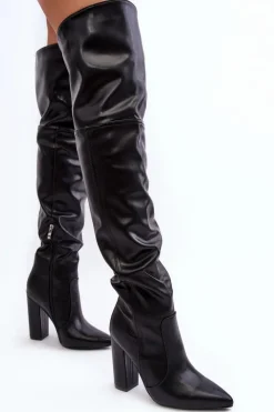 Boto Muszkieterki|Kozaki Za Kolano*Wysokie Kozaki Damskie Za Kolano Na Słupku Czarne Jeine