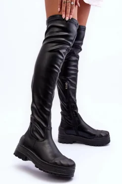 Hot Boto Wysokie Kozaki Na Suwak Czarne Dudesa