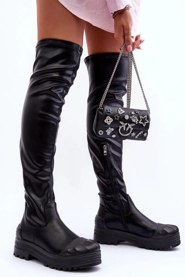 Hot Boto Wysokie Kozaki Na Suwak Czarne Dudesa