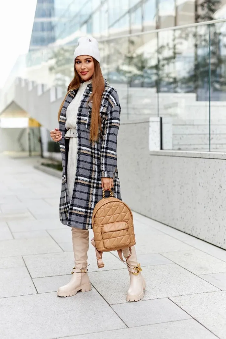 Hot Boto Wysokie Kozaki Z Ozdobnym Elementem Beżowe Masha