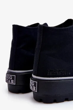 Discount Big Star Shoes Wysokie Materiałowe Trampki Na Platformie Big Star LL274155 Czarne