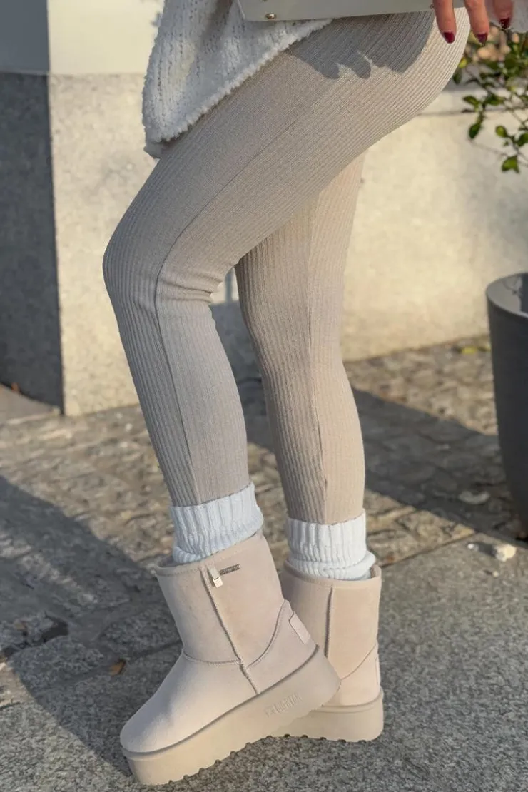 Discount Big Star Shoes Wysokie Śniegowce Damskie Na Platformie Big Star OO274897 Jasnobeżowe Beżowy