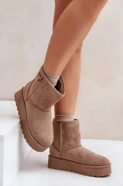 Damskie Big Star Shoes Wysokie Śniegowce Damskie Na Platformie Big Star OO274A097 Beżowe