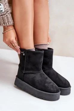 Big Star Shoes Śniegowce Damskie*Wysokie Śniegowce Damskie Na Platformie Big Star OO274898 Czarne Czarny