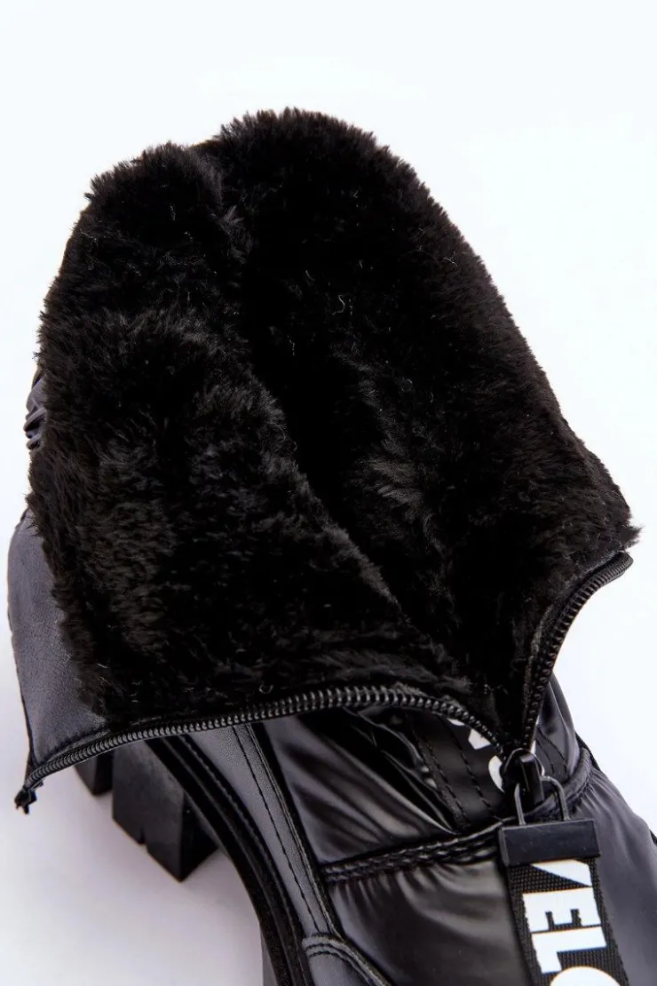 Damskie Evento Wysokie Śniegowce Damskie Ocieplane Czarne Freoc