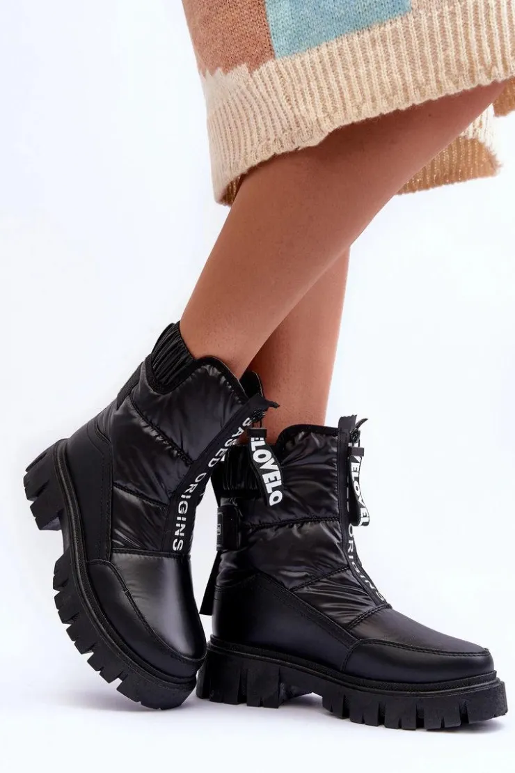 Damskie Evento Wysokie Śniegowce Damskie Ocieplane Czarne Freoc