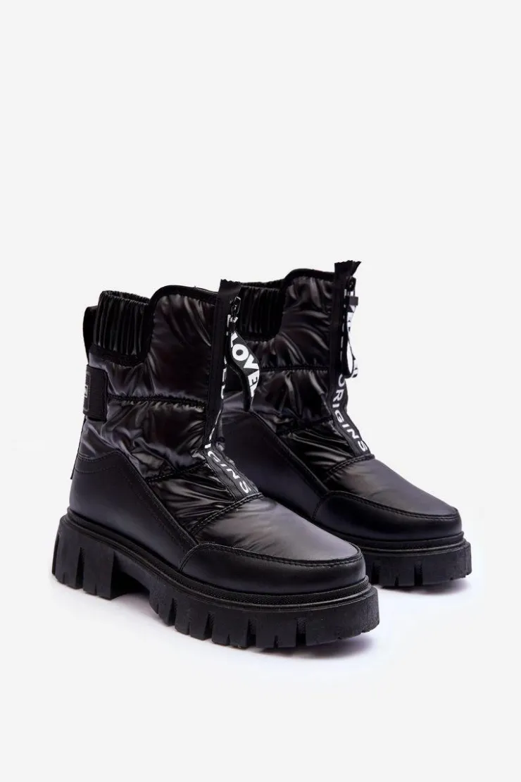 Damskie Evento Wysokie Śniegowce Damskie Ocieplane Czarne Freoc