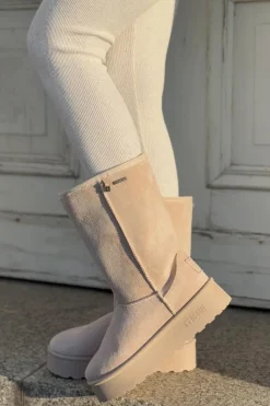 Damskie Big Star Shoes Wysokie Śniegowce Na Platformie Big Star OO274894 Jasnobeżowe