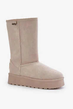 Damskie Big Star Shoes Wysokie Śniegowce Na Platformie Big Star OO274894 Jasnobeżowe