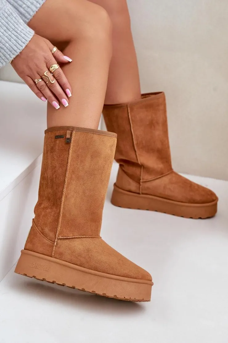 Big Star Shoes Śniegowce Damskie*Wysokie Śniegowce Na Platformie Big Star OO274893 Camel Brązowy