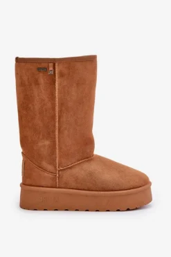 Big Star Shoes Śniegowce Damskie*Wysokie Śniegowce Na Platformie Big Star OO274893 Camel Brązowy