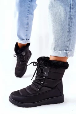 Buty damskie Vinceza Wysokie Śniegowce Z Futerkiem Czarne Haneta