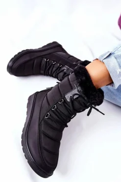 Buty damskie Vinceza Wysokie Śniegowce Z Futerkiem Czarne Haneta