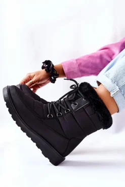 Buty damskie Vinceza Wysokie Śniegowce Z Futerkiem Czarne Haneta