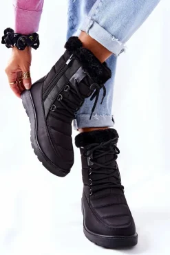 Buty damskie Vinceza Wysokie Śniegowce Z Futerkiem Czarne Haneta