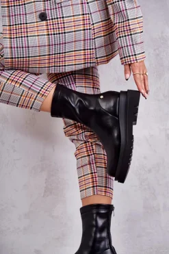 Damskie GOE Wysokie Ocieplane Botki KK2N4054 Czarne