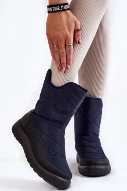 Damskie Evento Wysokie Ocieplane Śniegowce Granatowe Winessa