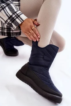 Damskie Evento Wysokie Ocieplane Śniegowce Granatowe Winessa