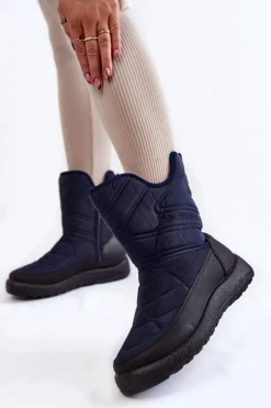 Damskie Evento Wysokie Ocieplane Śniegowce Granatowe Winessa