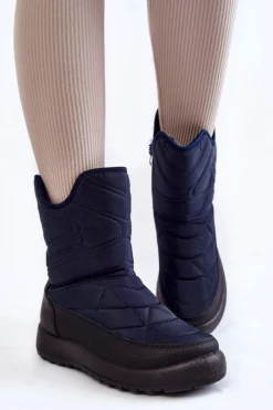 Damskie Evento Wysokie Ocieplane Śniegowce Granatowe Winessa