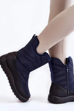 Damskie Evento Wysokie Ocieplane Śniegowce Granatowe Winessa