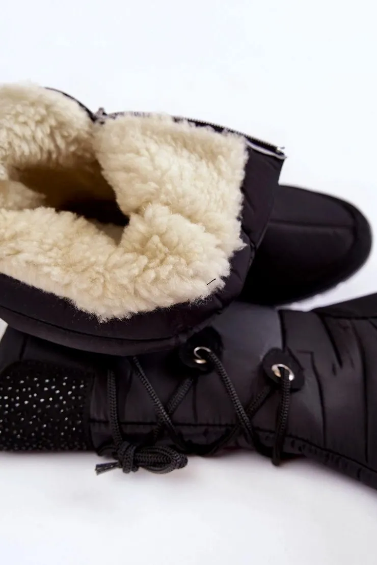 Damskie Boto Wysokie Ocieplane Śniegowce Progress PROGJ-20-07 Czarne