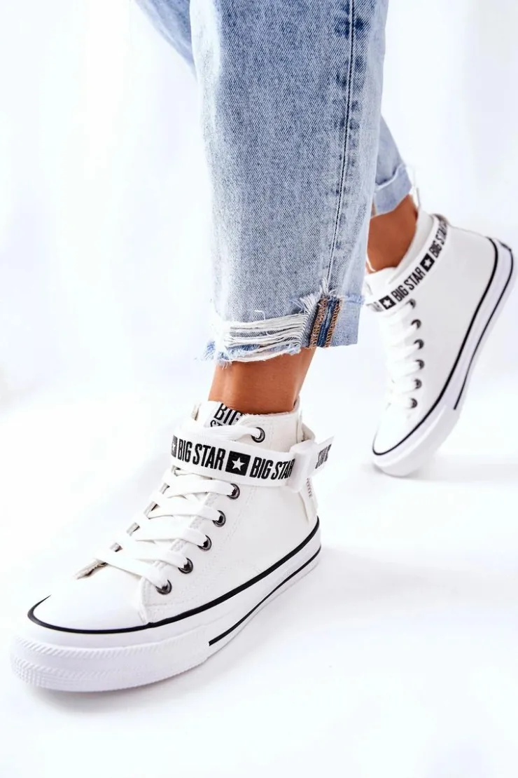 Big Star Shoes Trampki Ocieplane|Trampki Damskie Big Star*Wysokie Ocieplane Trampki Big Star GG274027 Białe Biały