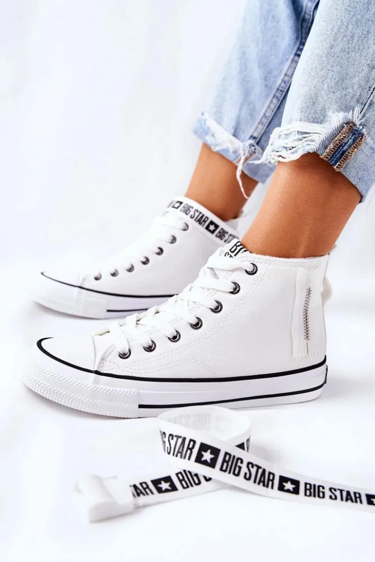 Big Star Shoes Trampki Ocieplane|Trampki Damskie Big Star*Wysokie Ocieplane Trampki Big Star GG274027 Białe Biały