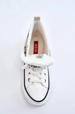 Big Star Shoes Trampki Ocieplane|Trampki Damskie Big Star*Wysokie Ocieplane Trampki Big Star GG274027 Białe Biały