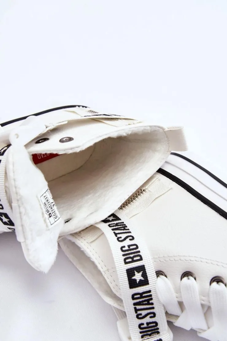 Big Star Shoes Trampki Ocieplane|Trampki Damskie Big Star*Wysokie Ocieplane Trampki Big Star GG274027 Białe Biały