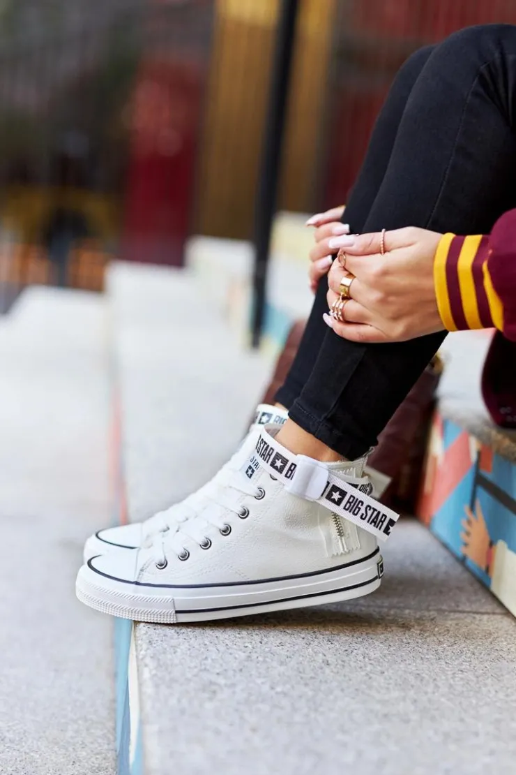 Big Star Shoes Trampki Ocieplane|Trampki Damskie Big Star*Wysokie Ocieplane Trampki Big Star GG274027 Białe Biały