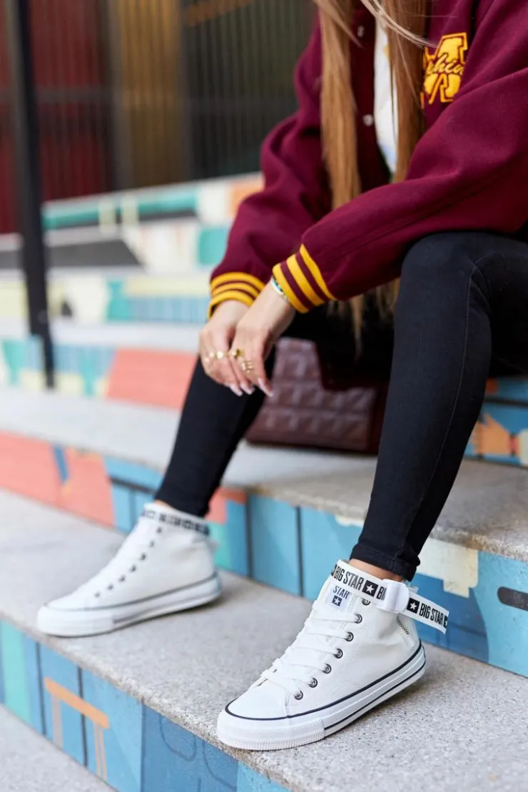 Big Star Shoes Trampki Ocieplane|Trampki Damskie Big Star*Wysokie Ocieplane Trampki Big Star GG274027 Białe Biały