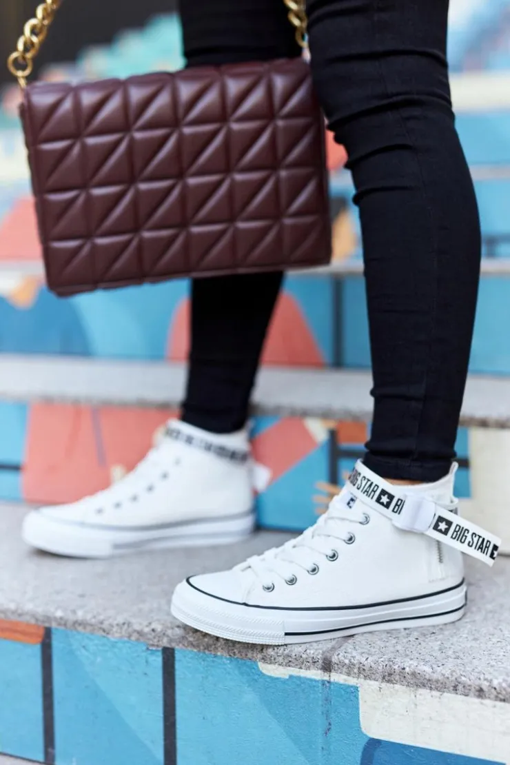 Big Star Shoes Trampki Ocieplane|Trampki Damskie Big Star*Wysokie Ocieplane Trampki Big Star GG274027 Białe Biały