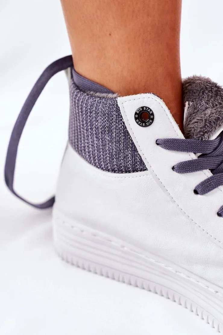 Big Star Shoes Trampki Ocieplane|Trampki Damskie Big Star*Wysokie Ocieplane Trampki Big Star II274144 Biało-Szare